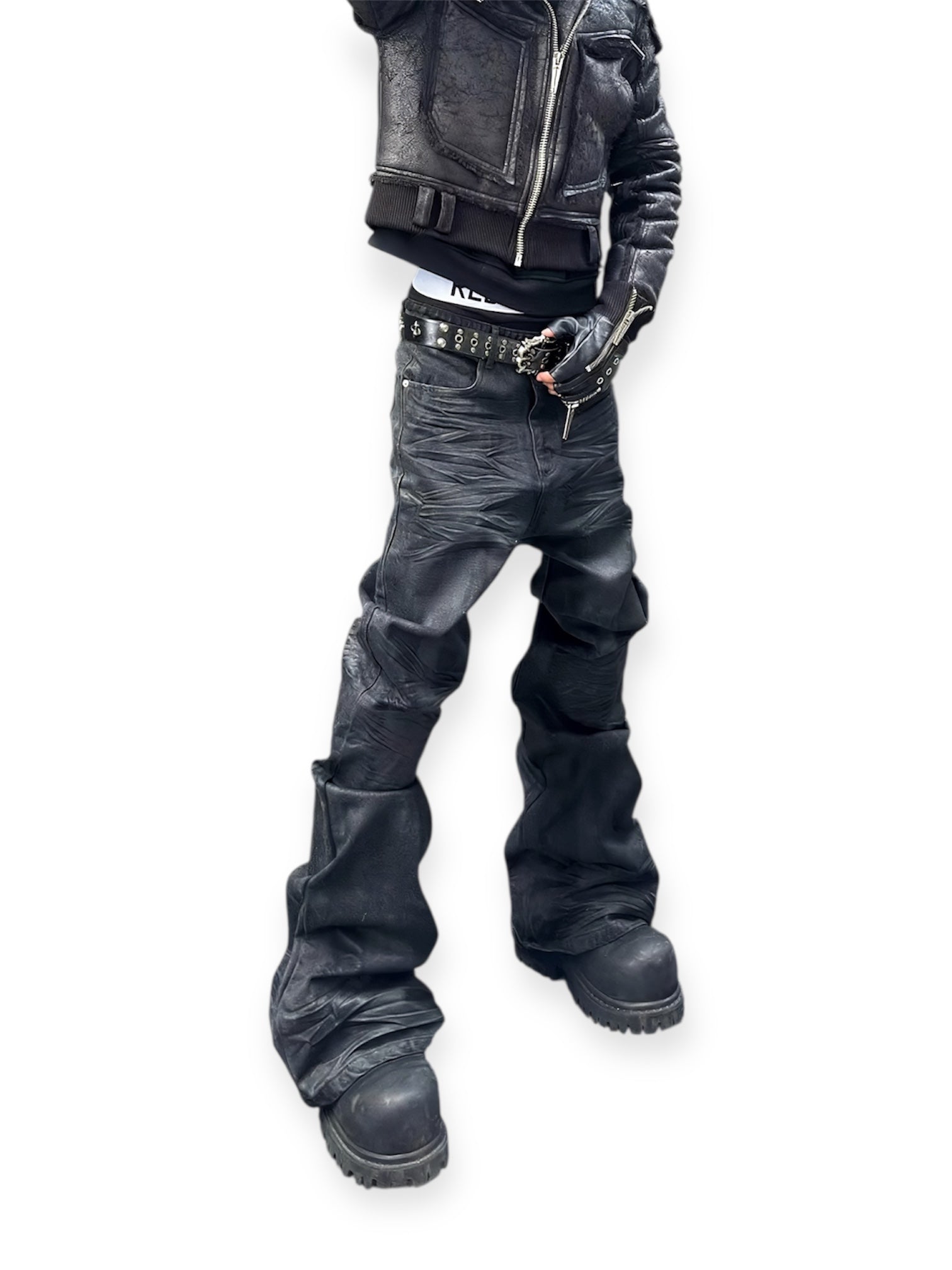 Carbon Distress Stacked Denim