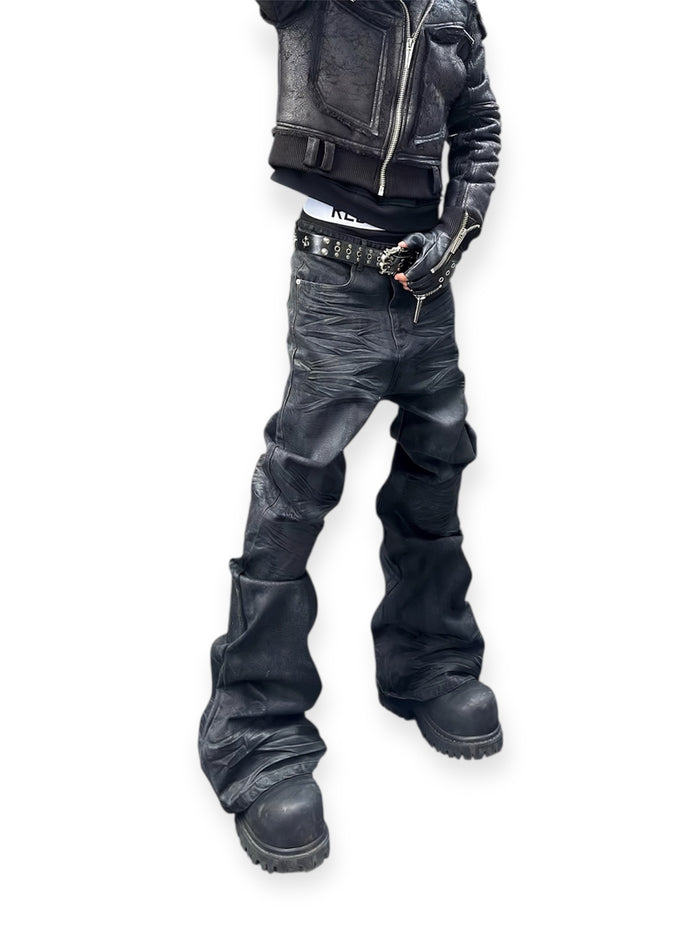 Carbon Distress Stacked Denim