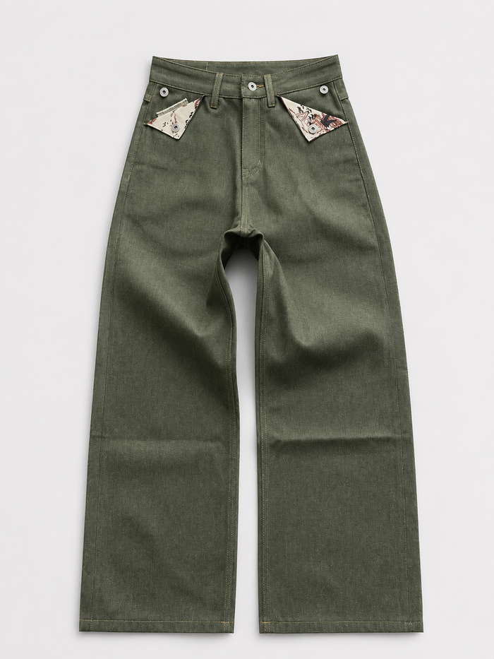 Sakura Matcha Wide Leg Denim