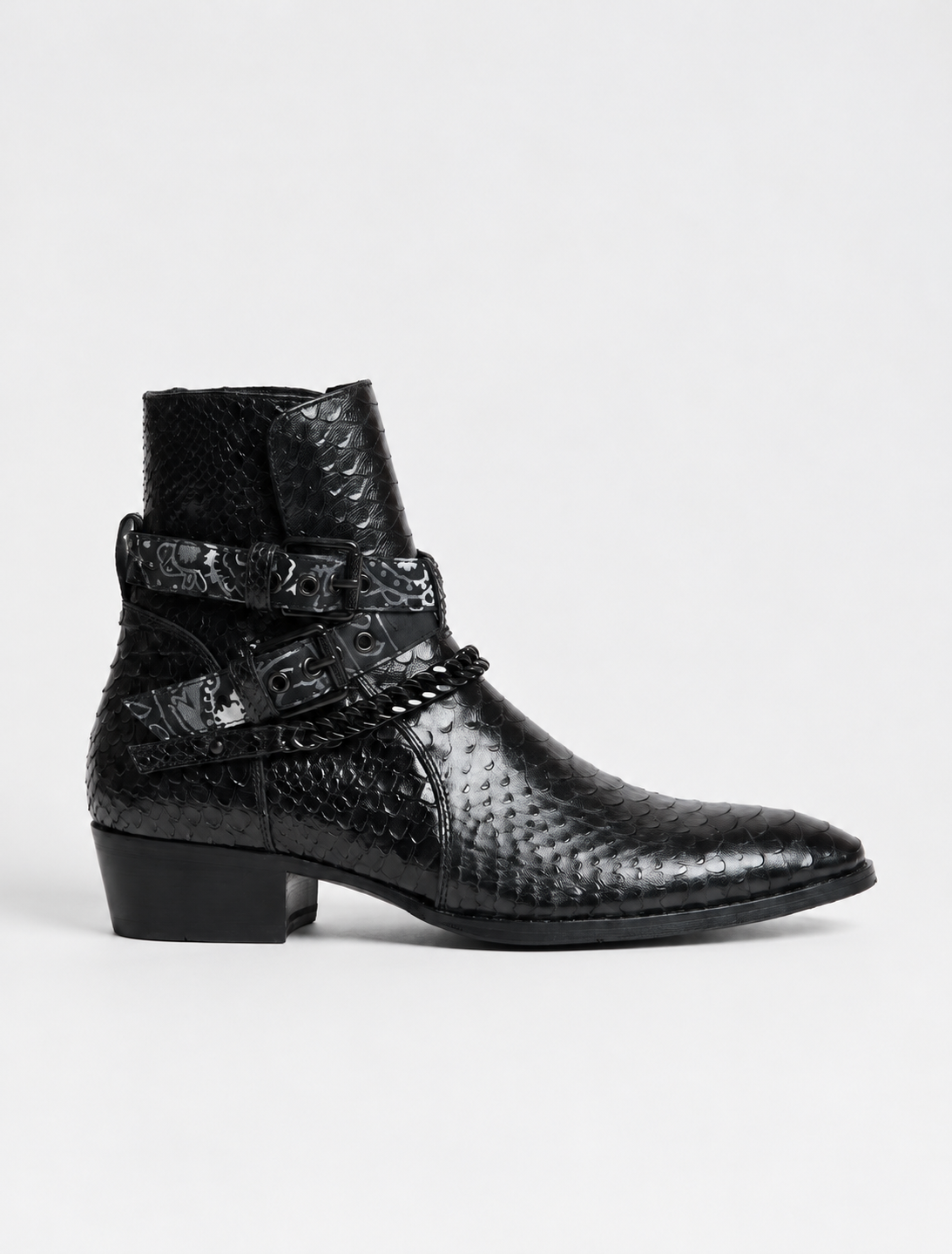 Snakeskin Vandal Chain Boots