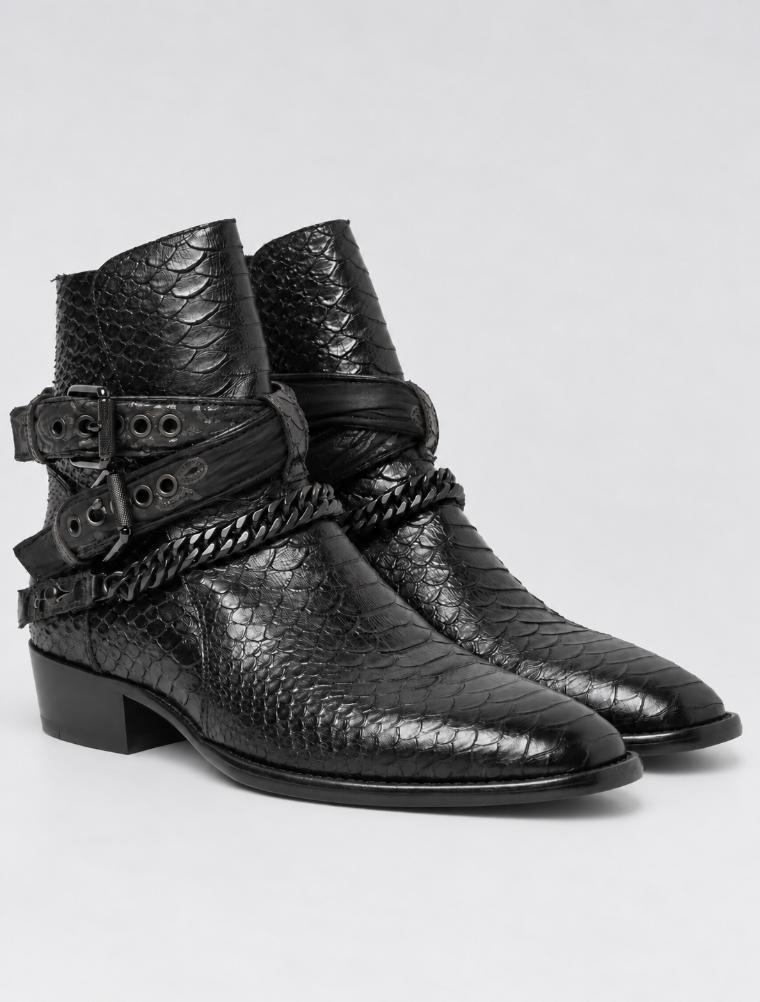 Snakeskin Vandal Chain Boots
