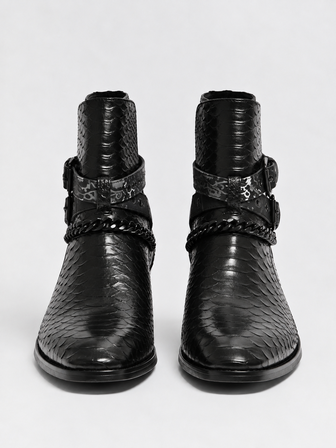 Snakeskin Vandal Chain Boots