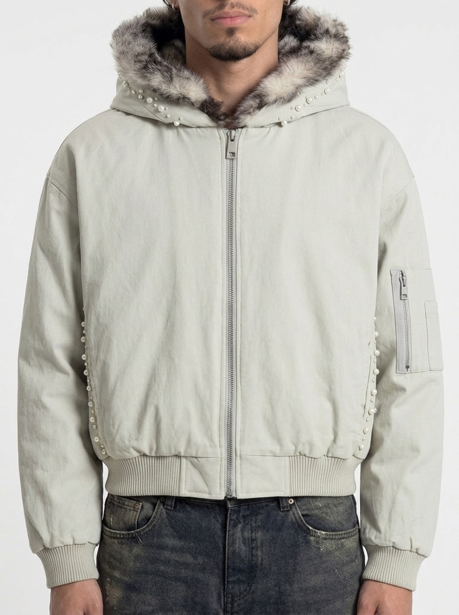 Pearl Fur Trim Hoodie