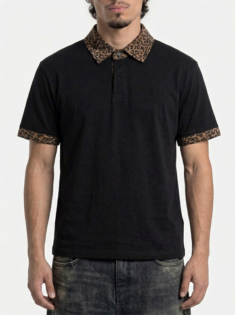 Leopard Trim Polo