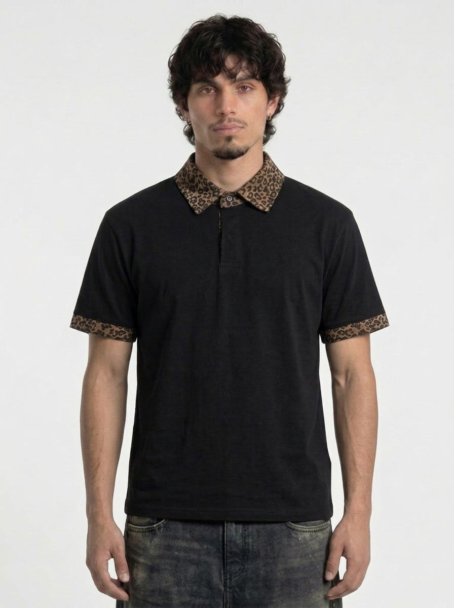 Leopard Trim Polo